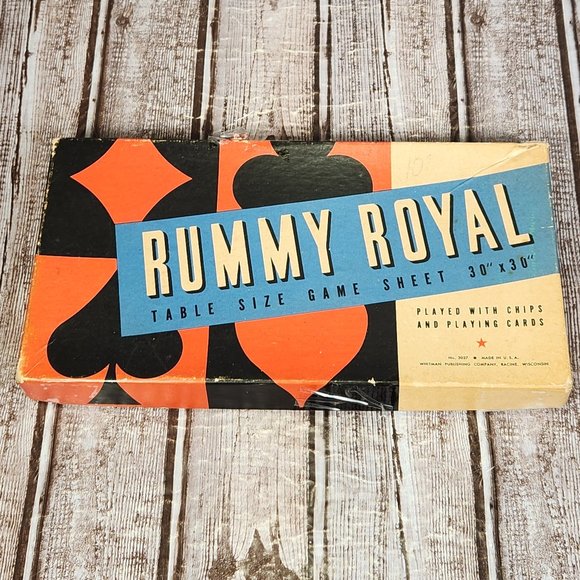Whitman Other - VINTAGE Rummy Royal Game Sheet Large 30"x30" Mat Box Whitman 1937 Wisconsin USA